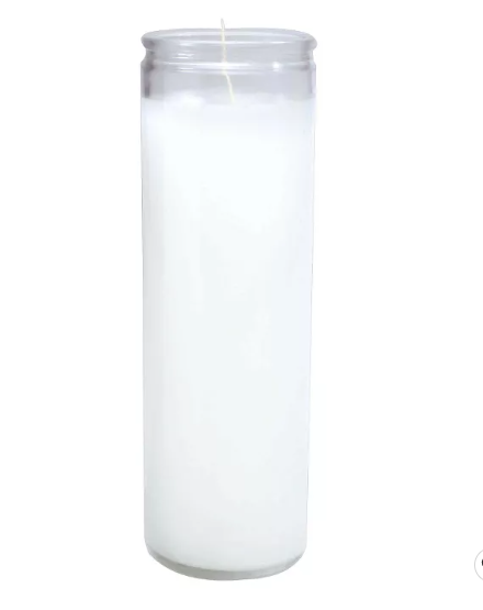 White 7 day  11.3 oz Paraffin Candle